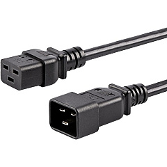 StarTech 10ft (3m) Heavy Duty Extension Cord, IEC C19 to IEC C20 Black Extension Cord, 15A 250V, 14AWG, Heavy Gauge Power Cable (PXTC19201410)