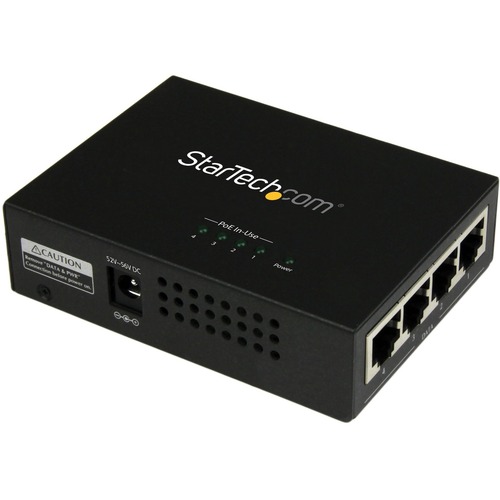 StarTech 4 Port Gigabit Midspan - PoE+ Injector - 802.3at and 802.3af (POEINJ4G)
