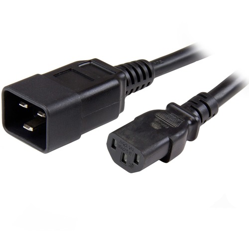 StarTech 6ft (1.8m) Heavy Duty Extension Cord, IEC C13 to IEC C20 Black Extension Cord, 15A 125V, 14AWG, Heavy Gauge Power Cable (PXTC13C20146)