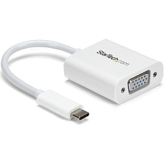StarTech USB-C to VGA Adapter - White - Thunderbolt 3 Compatible - USB C Adapter - USB Type C to VGA Dongle Converter (CDP2VGAW)