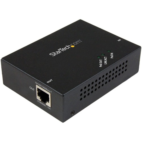 StarTech 1 Port Gigabit PoE+ Extender - 802.3at and 802.3af - 100 m (330 ft) - Power over Ethernet Extender - PoE Repeater Network Extender (POEEXT1GAT)