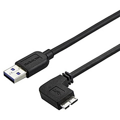 StarTech 1m 3 ft Slim Micro USB 3.0 Cable - M/M - USB 3.0 A to Right-Angle Micro USB - USB 3.1 Gen 1 (5 Gbps) (USB3AU1MRS)