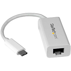 StarTech USB-C to Gigabit Ethernet Adapter - White - Thunderbolt 3 Port Compatible - USB Type C Network Adapter (US1GC30W)