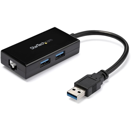 StarTech USB 3.0 to Gigabit Network Adapter with Built-In 2-Port USB Hub - Native Driver Support (Windows, Mac and Chrome OS) (USB31000S2H)