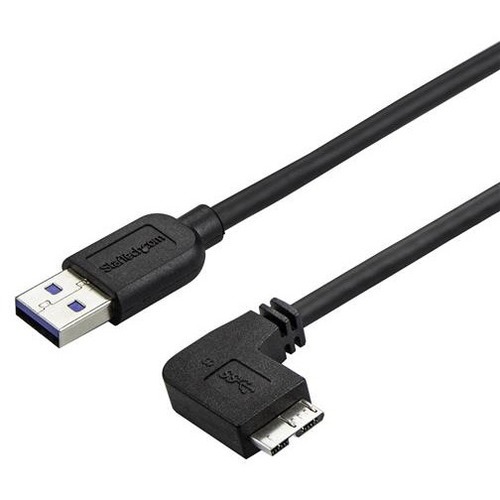StarTech 0.5m 20in Slim Micro USB 3.0 Cable - M/M - USB 3.0 A to Right-Angle Micro USB - USB 3.1 Gen 1 (5 Gbps) (USB3AU50CMRS)