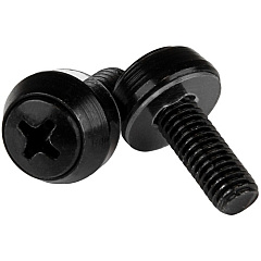 StarTech M6 x 12mm - Screws - 100 Pack, Black - M6 Mounting Screws for Server Rack & Cabinet (CABSCRWSM62B)