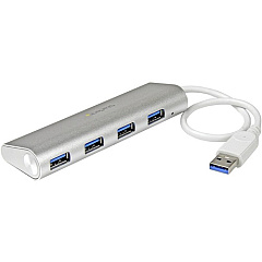StarTech 4 Port Portable USB 3.0 Hub with Built-in Cable - Aluminum and Compact USB Hub (ST43004UA) StarTech 4 Port Portable USB 3.0 Hub with Built-in Cable - Aluminum and Compact USB Hub (ST43004UA)