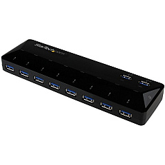 StarTech 10-Port USB 3.0 Hub with Charge and Sync Ports - 2 x 1.5A Ports - Desktop USB Hub and Fast-Charging Station (ST103008U2C)