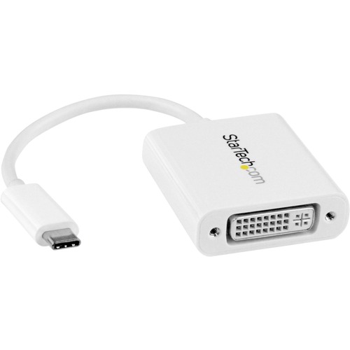 StarTech USB C to DVI Adapter - White - Thunderbolt 3 Compatible - 1920x1200 - USB-C to DVI Adapter for USB-C devices such as your 2018 iPad Pro - DVI-I Converter (CDP2DVIW)