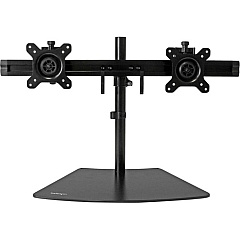 StarTech Dual Monitor Stand - Horizontal - For up to 24" VESA Monitors - Black - Adjustable Computer Monitor Stand - Steel & Aluminum (ARMBARDUO)