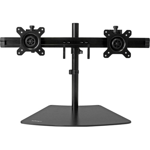 StarTech Dual Monitor Stand - Horizontal - For up to 24" VESA Monitors - Black - Adjustable Computer Monitor Stand - Steel & Aluminum (ARMBARDUO)