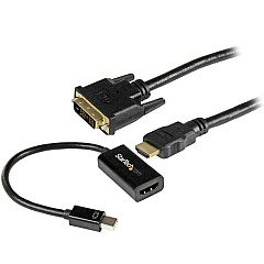 StarTech mDP to DVI Connectivity Kit - Active Mini DisplayPort to HDMI Converter with 6 ft HDMI to DVI Cable - mDP to DVI Adapter Bundle (MDPHDDVIKIT)