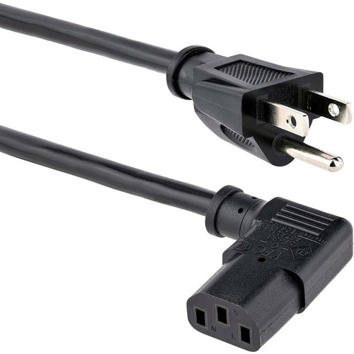 StarTech 3ft (1m )Computer Power Cord, NEMA 5-15P to Right Angle C13, 10A 125V, 18AWG, Replacement AC Power Cord, Monitor Power Cable (PXT101L3)