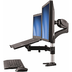 StarTech Laptop Monitor Stand - Computer Monitor Stand - Full Motion Articulating - VESA Mount Monitor Desk Mount (ARMUNONB)