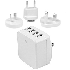 StarTech Travel USB Wall Charger - 4 Port - White - Universal Travel Adapter - International Power Adapter - USB Charger (USB4PACWH)