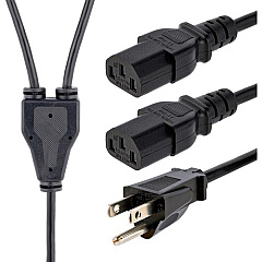 StarTech 10ft (3m) Computer Power Y Cord, NEMA 5-15P to C13, 10A 125V, 18AWG, Black Replacement PC Power Cord, TV/Monitor Power Cable (PXT101Y10)