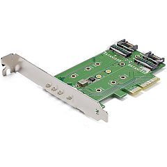 StarTech M.2 Adapter - 3 Port - 1 x PCIe (NVMe) M.2 - 2 x SATA III M.2 - SSD PCIE M.2 Adapter - M2 SSD - PCI Express SSD (PEXM2SAT32N1)