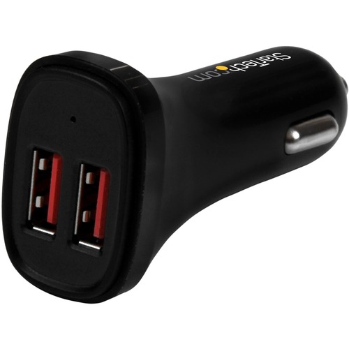 StarTech Dual Port USB Car Charger - Black - High Power 24W/4.8A - 2 port USB Car Charger - Charge two tablets at once (USB2PCARBKS)