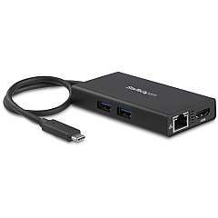 StarTech USB-C Multiport Adapter - USB-C Travel Dock w/ 4K HDMI - 60W PD Pass-Through, GbE, 2x USB-A - Mini USB Type-C Docking Station (DKT30CHPD)