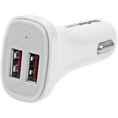 StarTech Dual Port USB Car Charger - White - High Power 24W/4.8A - 2 port USB Car Charger - Charge two tablets at once (USB2PCARWHS)