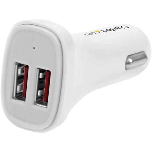 StarTech Dual Port USB Car Charger - White - High Power 24W/4.8A - 2 port USB Car Charger - Charge two tablets at once (USB2PCARWHS)