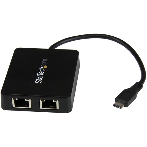 StarTech USB C to Dual Gigabit Ethernet Adapter with USB 3.0 (Type-A) Port - USB Type-C Gigabit Network Adapter (US1GC301AU2R)