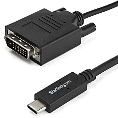 StarTech 3.3 ft / 1 m USB-C to DVI Cable - USB Type-C Video Adapter Cable - 1920 x 1200 - Black (CDP2DVIMM1MB)