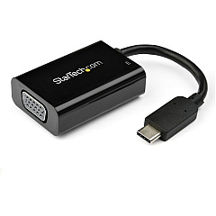 StarTech USB C to VGA Adapter with 60W Power Delivery Pass-Through - 1080p USB Type-C to VGA Video Converter w/ Charging - Black (CDP2VGAUCP) StarTech USB C to VGA Adapter with 60W Power Delivery Pass-Through - 1080p USB Type-C to VGA Video Converter w/ Charging - Black (CDP2VGAUCP)