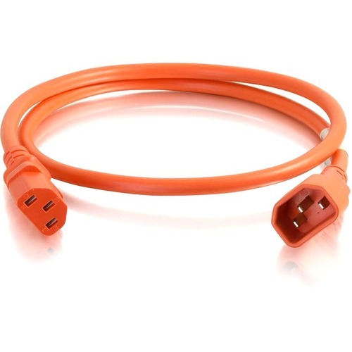C2G 10ft 14AWG Power Cord (IEC320C14 to IEC320C13) - Orange (17566)