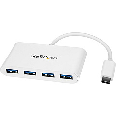 StarTech 4 Port USB C Hub with 4x USB-A (USB 3.0 SuperSpeed 5Gbps) - USB Bus Powered - Portable/Laptop USB Type-C Adapter Hub - White (HB30C4ABW) StarTech 4 Port USB C Hub with 4x USB-A (USB 3.0 SuperSpeed 5Gbps) - USB Bus Powered - Portable/Laptop USB Type-C Adapter Hub - White (HB30C4ABW)