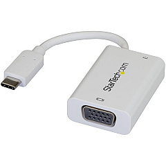 StarTech USB C to VGA Adapter with 60W Power Delivery Pass-Through - 1080p USB Type-C to VGA Video Converter w/ Charging - White (CDP2VGAUCPW)
