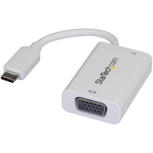 StarTech USB C to VGA Adapter with 60W Power Delivery Pass-Through - 1080p USB Type-C to VGA Video Converter w/ Charging - White (CDP2VGAUCPW)