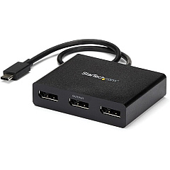 StarTech 3-Port Multi Monitor Adapter - USB-C to DisplayPort 1.2 Video Splitter - USB Type-C to DP MST Hub - TB3 Compatible - Windows (MSTCDP123DP)