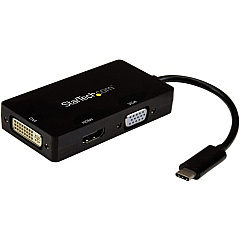 StarTech USB-C Multiport Video Adapter - 3-in-1 USB Type-C Video Adapter - USB-C to VGA, DVI, HDMI - 4K 30 Hz - CDPVGDVHDBP