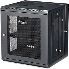 StarTech 12U 19" Wall Mount Network Cabinet - 16" Deep Hinged Locking Flexible IT Data Equipment Rack Vented Switch Enclosure w/Shelf (RK12WALHM)