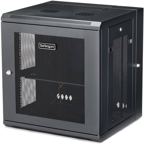 StarTech 12U 19" Wall Mount Network Cabinet - 16" Deep Hinged Locking Flexible IT Data Equipment Rack Vented Switch Enclosure w/Shelf (RK12WALHM)