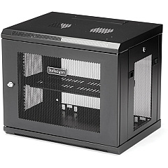 StarTech 2 Post 9U 19" Wall Mount Network Cabinet Adjustable 6-15"- Locking Vented IT Equipment/Switch Rack Enclosure /Shelf/Hook&Loop (RK9WALM)