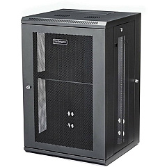 StarTech 18U 19" Wall Mount Network Cabinet - 16" Deep Hinged Locking Flexible IT Data Equipment Rack Vented Switch Enclosure w/Shelf (RK1820WALHM)