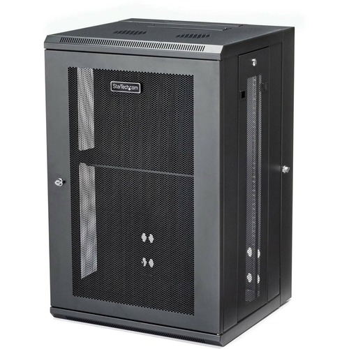 StarTech 18U 19" Wall Mount Network Cabinet - 16" Deep Hinged Locking Flexible IT Data Equipment Rack Vented Switch Enclosure w/Shelf (RK1820WALHM)