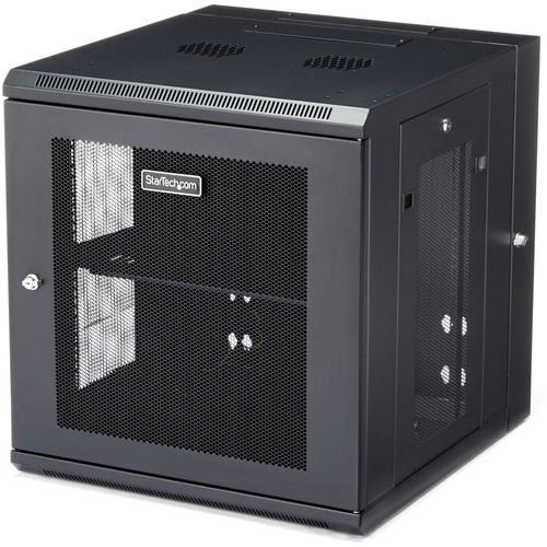 StarTech 12U 19" Wall Mount Network Cabinet - 20" Deep Hinged Locking IT Data Enclosure - Flexible Vented Rack w/Shelf - Switch Depth (RK1224WALHM)