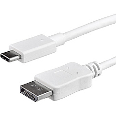 StarTech 3ft/1m USB C to DisplayPort 1.2 Cable 4K 60Hz - USB Type-C to DP Video Adapter Monitor Cable HBR2 - TB3 Compatible - White (CDP2DPMM1MW)