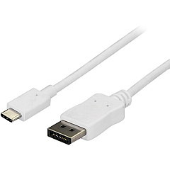 StarTech 6ft/1.8m USB C to DisplayPort 1.2 Cable 4K 60Hz - USB Type-C to DP Video Adapter Monitor Cable HBR2 - TB3 Compatible - White (CDP2DPMM6W)