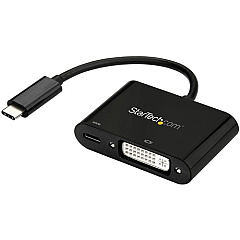StarTech USB C to DVI Adapter with 60W Power Delivery Pass-Through - 1080p USB Type-C to DVI-D Video Display Converter - Black (CDP2DVIUCP)