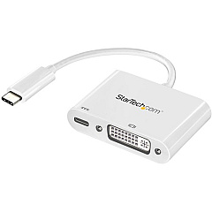 StarTech USB C to DVI Adapter with 60W Power Delivery Pass-Through - 1080p USB Type-C to DVI-D Video Display Converter - White (CDP2DVIUCPW)