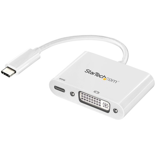StarTech USB C to DVI Adapter with 60W Power Delivery Pass-Through - 1080p USB Type-C to DVI-D Video Display Converter - White (CDP2DVIUCPW)