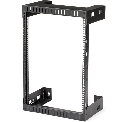 StarTech 15U 19" Wall Mount Network Rack, 12" Deep 2 Post Open Frame Server Room Rack for Data/AV/IT/Computer Equipment/Patch Panel with Cage Nuts & Screws 200lb Weight Capacity, Black (RK15WALLO)