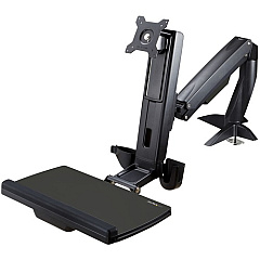 StarTech Sit Stand Monitor Arm - Desk Mount Sit-Stand Workstation up to 34 inch VESA Display - Standing Desk Converter - Keyboard Tray (ARMSTSCP1)