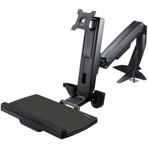 StarTech Sit Stand Monitor Arm - Desk Mount Sit-Stand Workstation up to 34 inch VESA Display - Standing Desk Converter - Keyboard Tray (ARMSTSCP1)