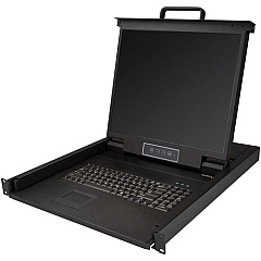 StarTech Rackmount KVM Console - 1U 19" LCD Monitor Single Port VGA KVM Server Rack Drawer includes Cables & Hardware - USB Support (RKCONS1901)