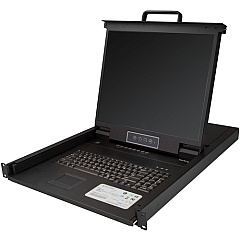 StarTech 8 Port Rackmount KVM Console w/ Cables - Integrated KVM Switch w/ 19" LCD - 1U LCD KVM Drawer 50000 MTBF - USB + VGA Support (RKCONS1908K)